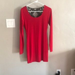 Red laced mini dress
